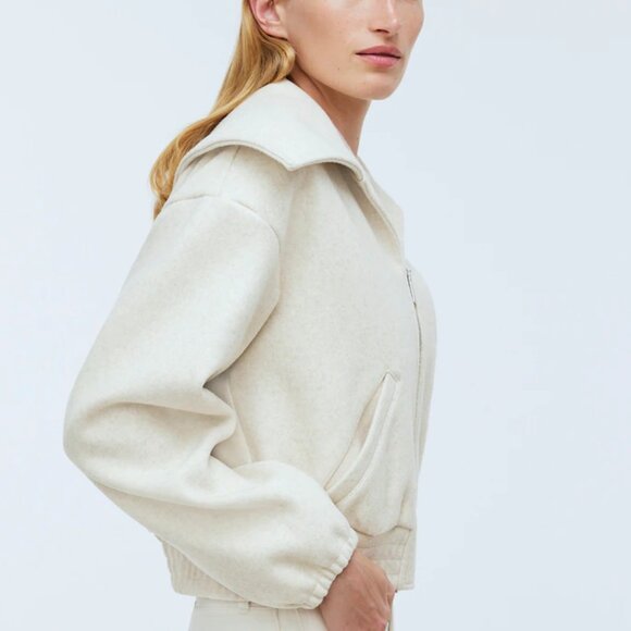 Madewell CREAM ZIP-FRONT SHAWL BOMBER JACKET/NWT/LARGE - Picture 2 of 15